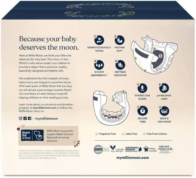 Millie Moon Luxury Diapers Size 1, 108 Count