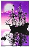 Moonlit Pirate Ghost Ship Laminated Blacklight Poster - 23.5' x 35.5'