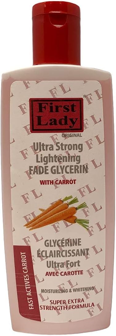 First Lady Ultra Strong Skin Brightening Fade Glycerin 200ml - with Carrot oil & Kojic Acid for dark spots, pigmentation, melanin