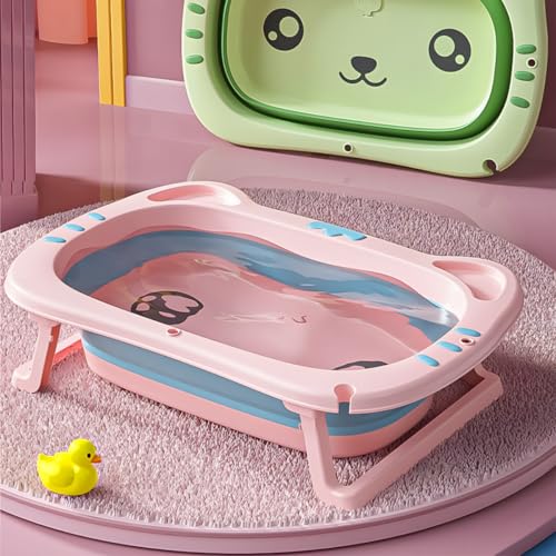 Banheira Gatinho Rosa Dobrável P/Cachorro E Gatos Portátil