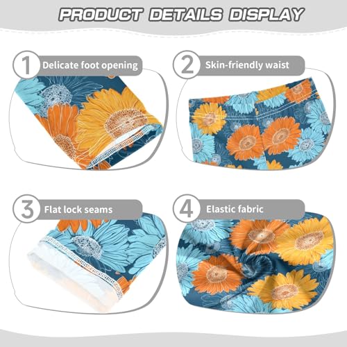 Girls' Athletic Leggings Ankle Length Yoga Dance Pants Kids Teen 4T Sunflower Flower3