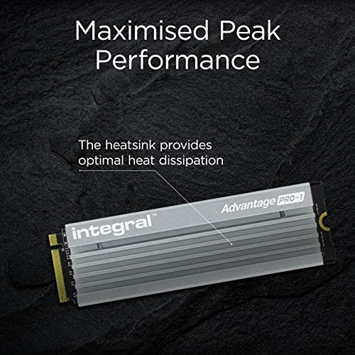Image of Integral Advantage PRO-1 1TB SSD NVME M.2 2280 PCIe Lightning-Fast Gen4x4 R-7200MB /s W-6000MB /s Solid State Drive Built-in Heatsink Compatible with PS5