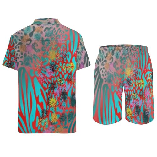 Ensemble d'été décontracté homme short imprimé léopard zèbre avec poches