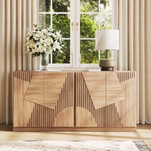 Image of BELLEZE 66 inch Modular Sideboard Buffet Cabinet - Camel