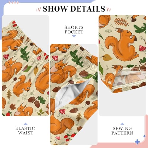 ZZXXB Squirrel Berry Mushroom Boys Long Pants Soft Trousers Elastic Waist Kids Lounge Bottoms with Pockets S-XL4