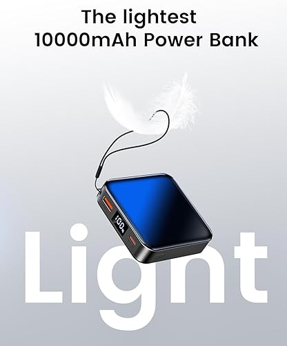 Miniatura 5 de El banco de energía pequeño de 10000 mAh más pequeño, cargador portátil de carga rápida, entradasalida USB C con pantalla LED inteligente, con banco