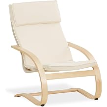 Homestyle4u Swing Chair with Armrests - Relaxing Chair Beige Cream