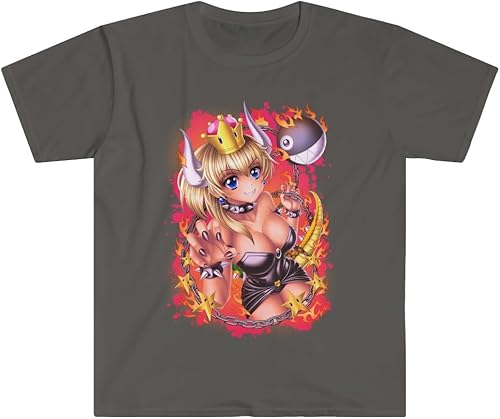 Miniatura 3 de T-SHIRT BOWSETTE  SUPER MARIO BROS  ANIME Fire VIDEOGAME  Exclusive Short Sleeve Black Tee