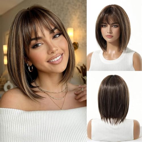 Women's Spring Fall Medium To Long Straight Bob With Bangs