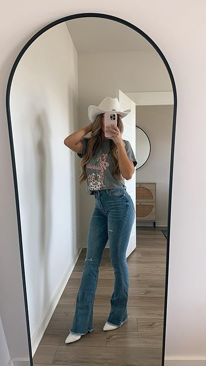 Willow Boutique Sarah Distressed Flares – High Waisted Stretchy Jean for Women, Country Concert Outfit - Medium Wash3