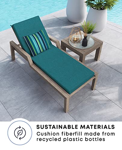 Honeycomb Outdoor Textured Solid Teal Chaise Lounge Cushion: Recycled Fiberfill, Weather Resistant, Reversible, Comfortable And Stylish Patio Cushion: 22.5" W X 70" L X 3.5” T #TOP4