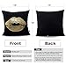 Monkeysell Pack of 4 Black and Gold Throw Pillow Covers,Love Lips Bronzing Rock Punk Square Pillow Case 18 inches (Black)
