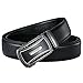 Leather Belts for Men with Automatic Buckle Ratchet Slide Holeless Black big - Long 52''