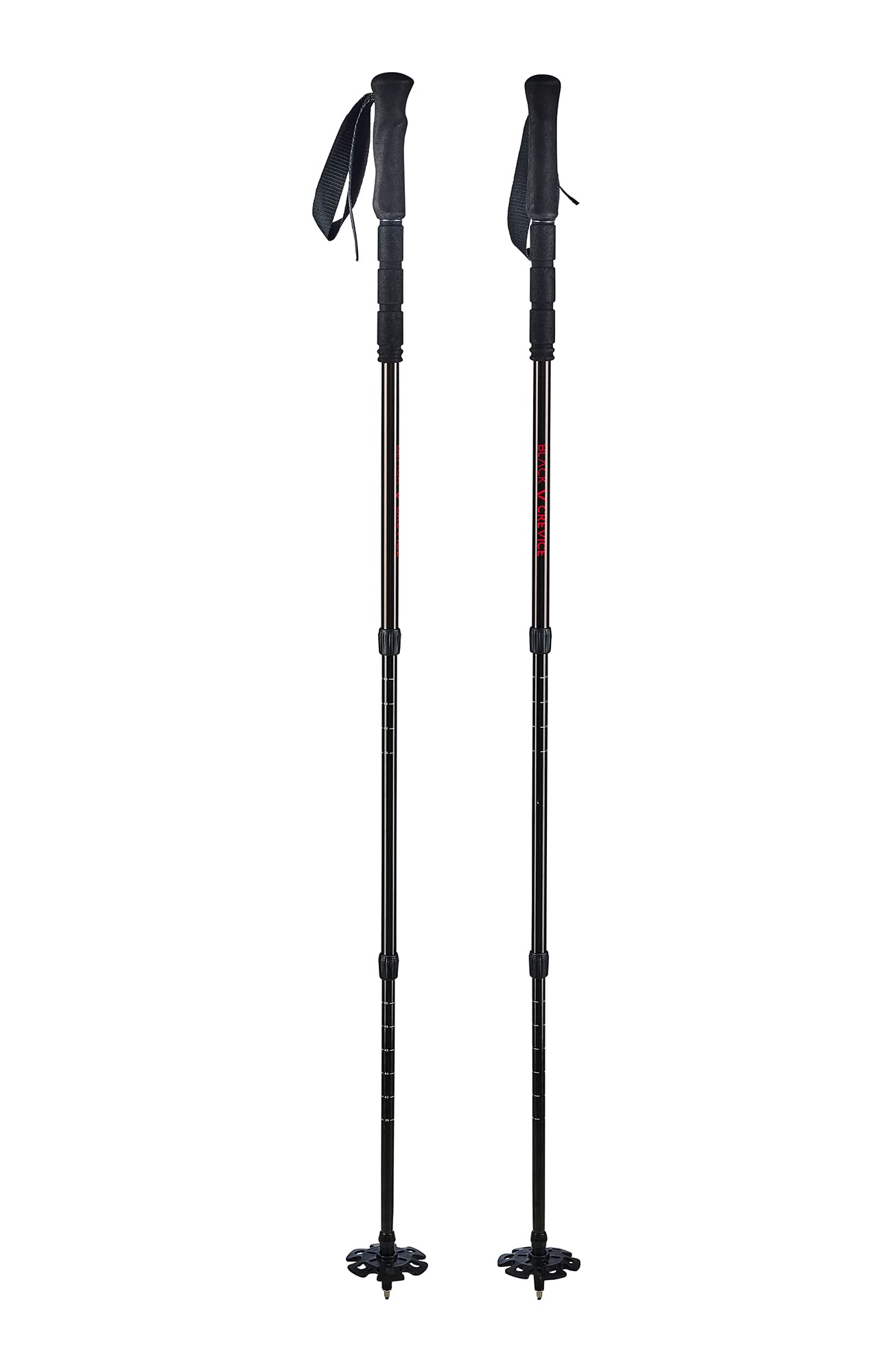 Black Crevice Lot de Raquettes à Neige - Raquettes à Neige en Aluminium pour Homme et Femme en 3 Tailles différentes - Bâtons de Trekking télescopiques en Aluminium - Guêtres d'extérieur imperméables