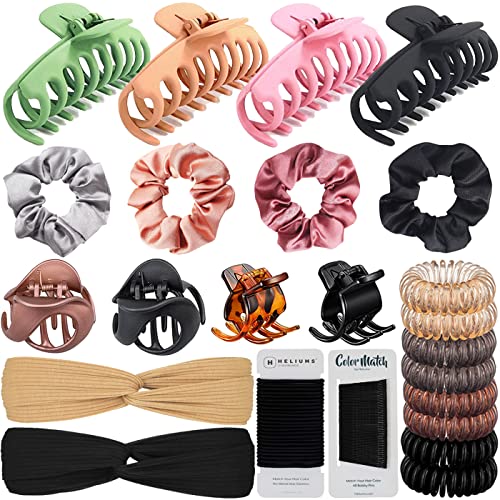80 Pcs Hair Accessories with Hair Claw Clips, Spiral Hair Ties, Scrunchies, Headbands for Womens, Hair Styling Accessories Elastic Hair Bands Scrunchies for Girls/Women
