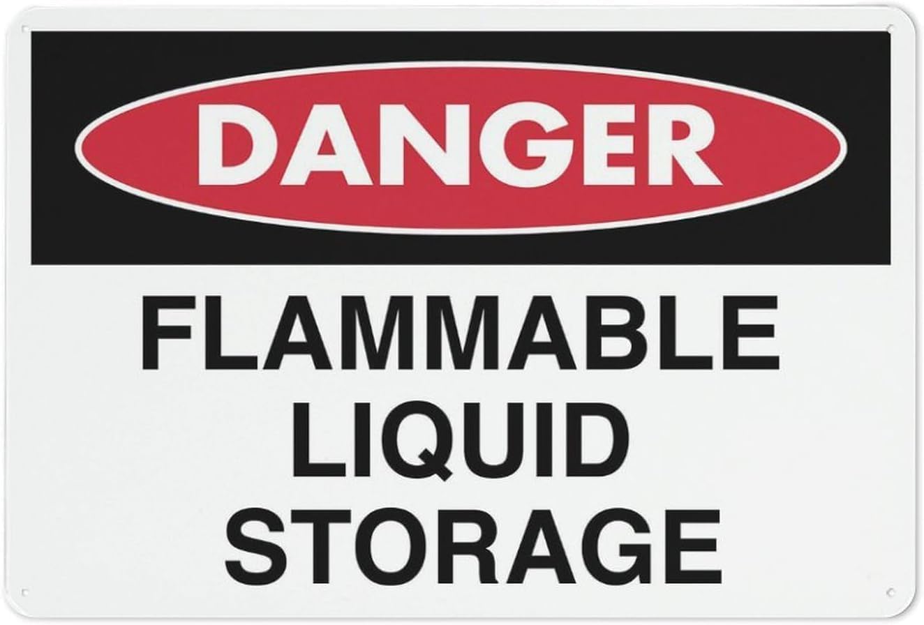 Flammable Liquid Storage Restriction Sign, Rustproof Aluminum Notice Plate, Chemical Warehouse Driveway Storage Area Safety Marker, 8x12 Inch