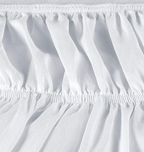 Utopia Bedding Full Elastic Bed Ruffle - Easy Wrap Around Ruffle - Microfiber Bed Skirt With Adjustable Elastic Belt 16 Inch Tailored Drop - Hotel Quality Bedskirt, Fade Resistant (Full, White) #TOP4