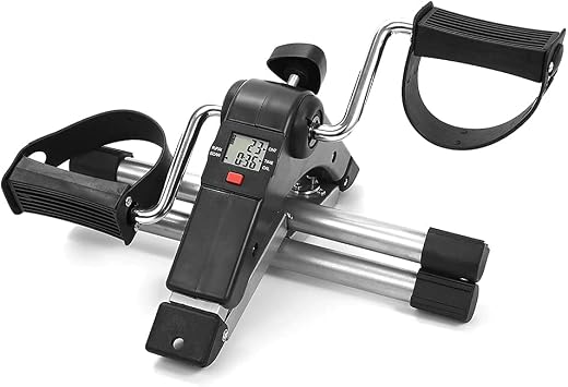 Folding Pedal Exerciser LCD Display Indoor Mini Exercise Bike with Adjustable Resistance For Home Elderly Rehabilitation Leg Arm Trainer