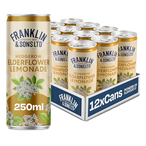 Franklin & Sons Elderflower Lemonade | 12 x 250ml Cans | English Hedgerow Elderflower | Ripe Sugar Beet | Lake District Water | Sharp And Sweet | Enhanced Spritz or Shandy Alternative