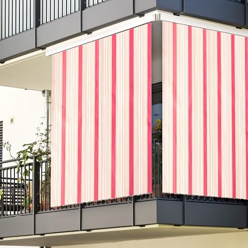 Toldo de Rayas Premium para balcón, terraza o Porche – Toldo Parasol de Exterior con Anillas y Ganchos – Resistente a los Rayos UV y a la Intemperie (L)