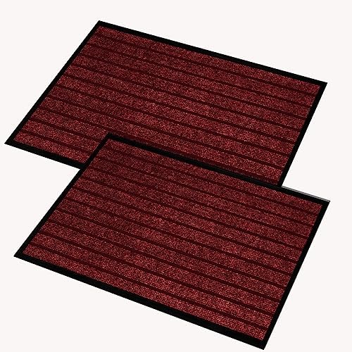 AMEHA Door Mat Indoor & Outdoor Heavy Duty Rubber Door Mats 40x60 Cm Dirt Trapper Non Slip Washable Barrier Floor Mat Entrance Rug Shoes Scraper Super Absorbent Front Doormats, Grey