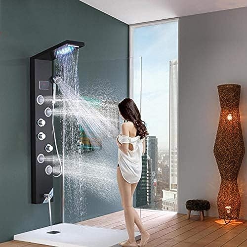 Columna de Ducha con Panel de Lluvia, Cascada y Chorros de Masaje, Mezclador Termostático, Acabado Cromado, Montaje en Pared miniatura 6