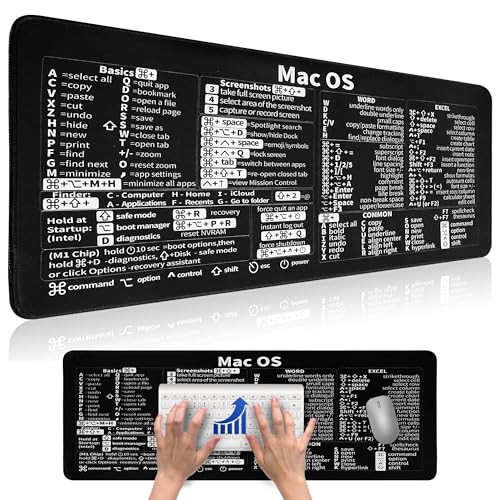 Excel Cheat Sheet Desk Pad - Mac Mouse Shortcuts Keyboard Mat 31.5 X 11.8'' Large Gaming Mousepad...