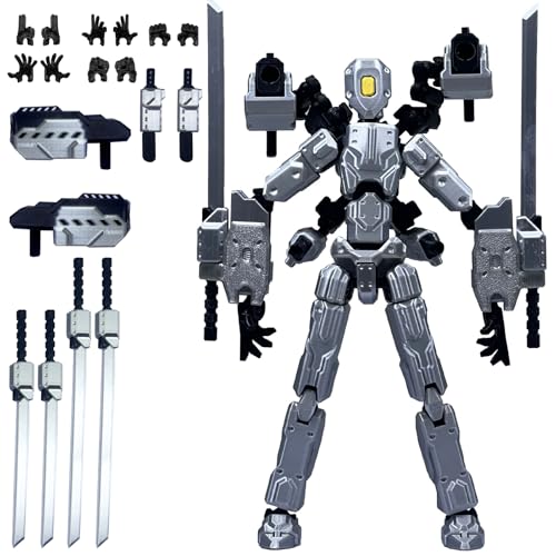PkghoKids (Assembly Completed) 8 inch T13 Action Figure Set,T 13 Action Figure Multi-Articular Mobile Robot Nova T-13,Desktop Decorations for Game Lovers Toys (Gray)