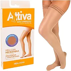 Meia Coxa 7/8 Ponteira Fechada Alta Compressão 20-30 mmHg Attiva Confortável e Resistente para Varizes