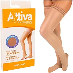 Meia Coxa 7/8 Ponteira Fechada Alta Compressão 20-30 mmHg Attiva Confortável e Resistente para Varizes