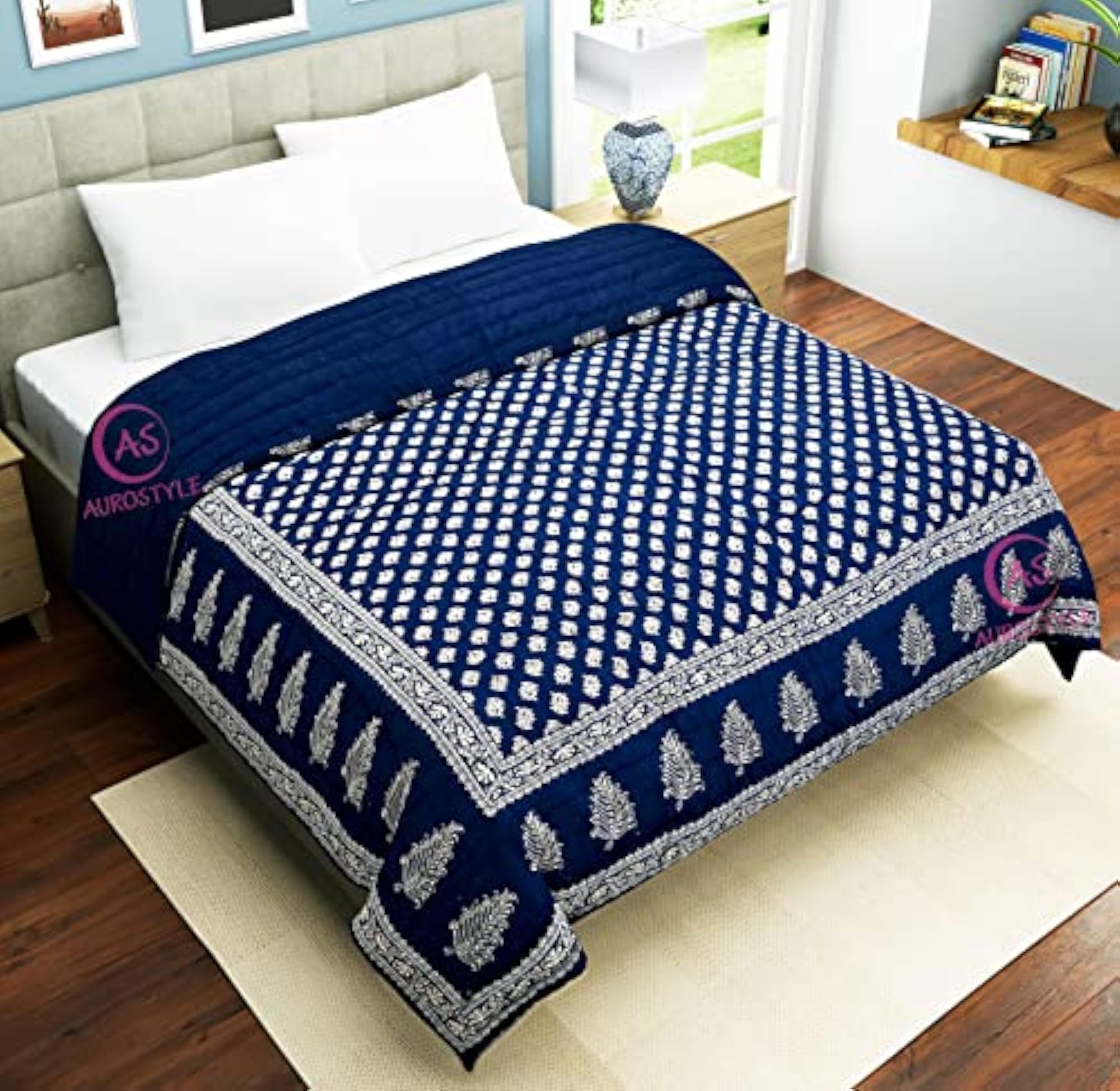 Rajasthani Traditional Jaipuri Hand Block Print Quilt
