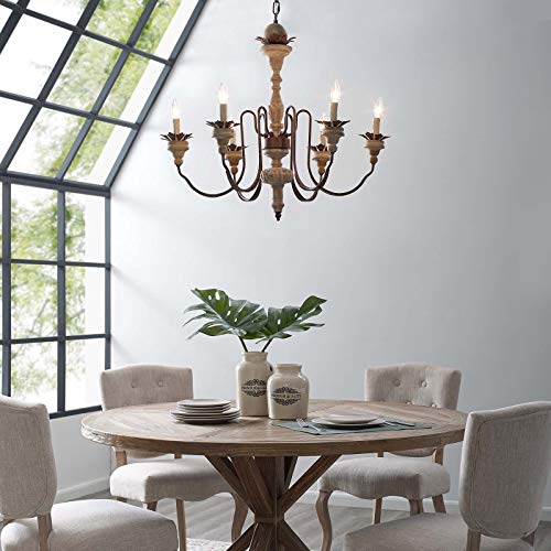 Modway Bountiful Vintage French Pendant Ceiling Light Candelabra Chandelier, Black #TOP12
