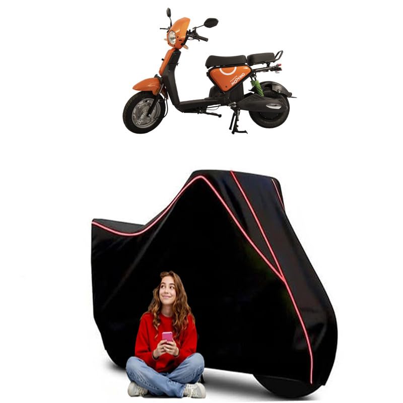 Image of Lectrix ECity Zip Scooty Bike Cover Water Resistant Outdoor Use Universal Fit Scooters Motorcycles Heavy Duty UV Protection Dust Rain Scratch Resistant Elastic Bottom Black Blue Piping