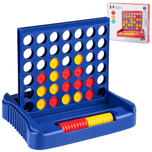 Vikutu 4 in a Row Connect Game, Strategy Board Game for 2 Players, Blue