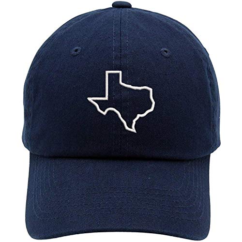 Top Level Apparel Texas State Outline Embroidered Brushed Cotton Dad Hat Cap Navy #TOP18