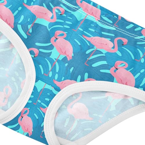 Little Girls' Soft Cotton Underwear Kids Breathable Comfort Flamingo Tropical Leaf Panties Briefs Toddler4