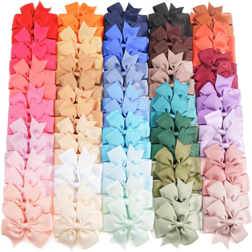 CÉLLOT 70Pcs 3 Inch Boutique Grosgrain Ribbon Pinwheel Hair Bows Alligator Clips for Baby Girls Toddlers Teens In Pairs CÉLLOT 70Pcs 3 Inch Boutique Grosgrain Ribbon Pinwheel Hair Bows Alligator Clips for Baby Girls Toddlers Teens In Pairs