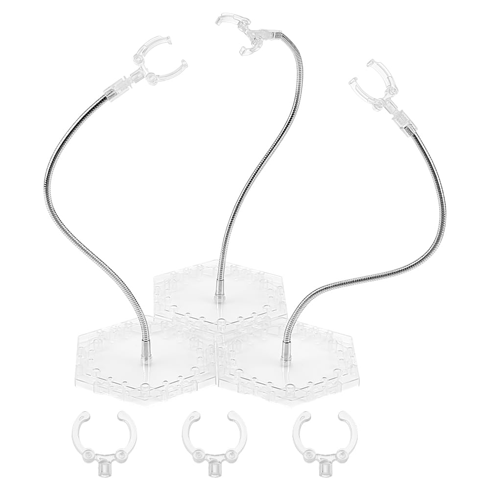 FINGERINSPIRE 3 soportes transparentes para figuras de acción de 25 cm de alto, soporte de metal ajustable, soporte de exhibición para figuras de acción, soporte de modelo de base acoplable,