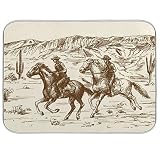 WELLDAY Western Desert Cowboy Dish Drying Mat Reversible Microfiber Super Absorbent Kitchen Countert