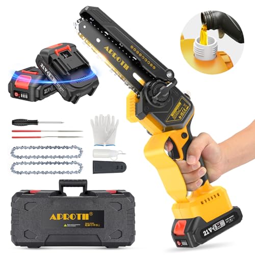 Motosega Sicurezza Lubrificazione Automatica Motosega Elettrica DETLEV PRO 6 Pollici Per Potatura - 2 Batterie 8000mAh Con Sistema Sicurezza Motosega Leggera Portatile - 2