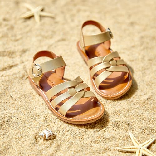 Image of Felix & Flora Toddler Girl Sandals - Little Girl Easter Dress Shoes Lightweight Open Toe Beach Holiday Flats