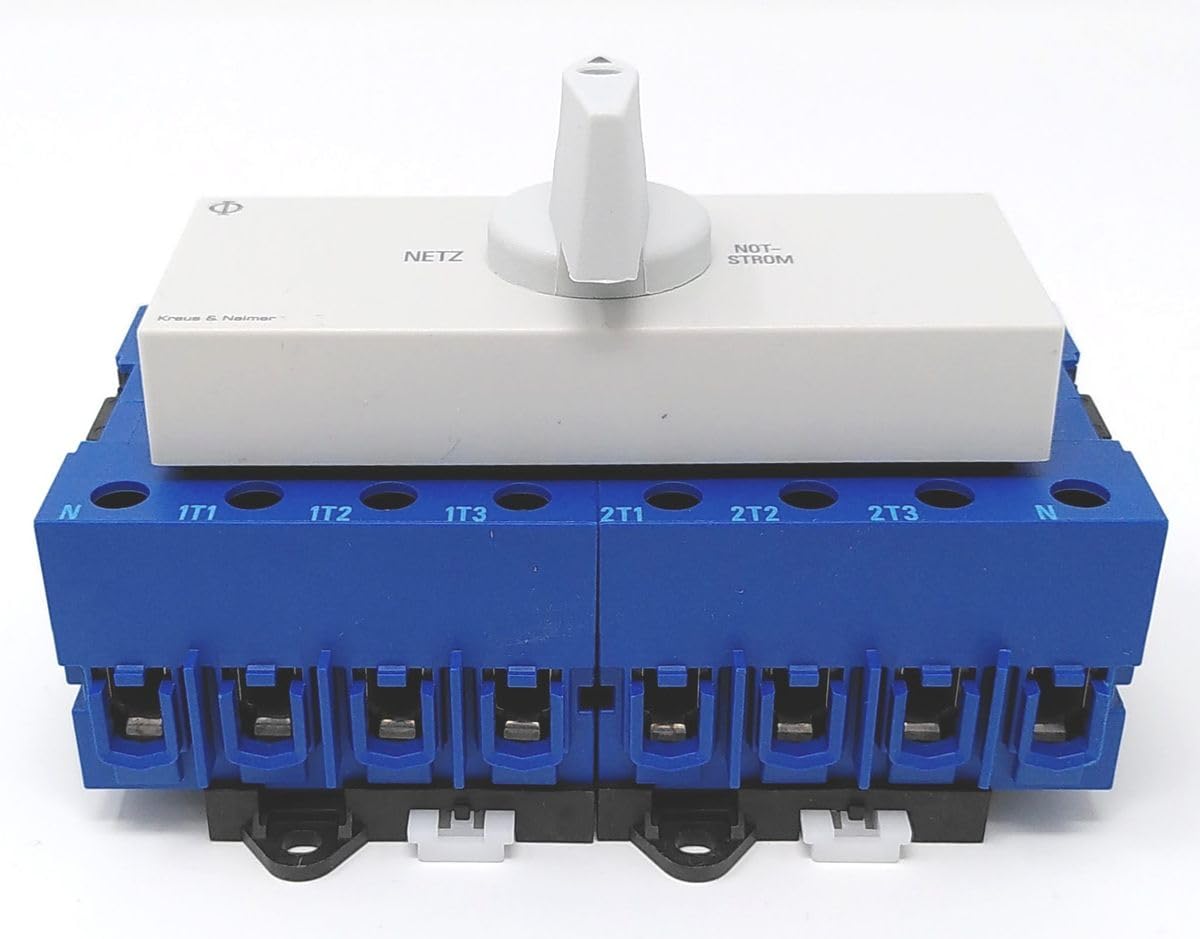 Kraus & Naimer KA63B T904 VE2 +F437 Umschalter 4-polig 63A mit Stellung Netz 0 Notstrom Schnappbefestigung Lastschalter