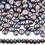 SUNNYCLUE 1 boîte de 123 à 125 perles D'Eau Douce de 5mm de Culture Naturelle D'Eau Douce Baroques Keshi Bleu de Prusse Foncé pour la Fabrication de Bijoux Boucles D'Oreilles Bracelets Colliers Loisir