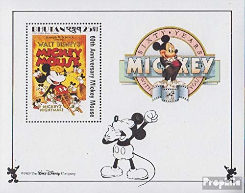 Prophila Collection Bhutan Michel.-No..: Block186 1989 Walt-Disn.-Fig Micky Maus (Francobolli per i Collezionisti) Fumetto