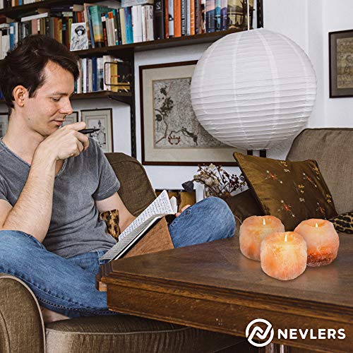 Nevlers 6 Pack Pure Himalayan Salt Candle Holders |2.5Lbs Natural Himalayan Salt Tea Candle Holder | Hand Crafted Himalayan Tealight Holders | Salt Candle Holder For Decor | Salt Lamp Tealight Holders #TOP6