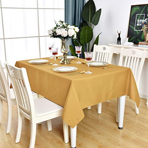KAIPHO Gold Square Tablecloth Waterproof Table Cloth, 70 x 70 inch