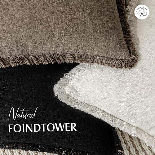 Image of Foindtower Decorative 12x20 Inch, 1PC, Cozy Boho Farmhouse Cushion Cover with Tassel Linen Fringe Lumber Throw Pillow Covers Soft Accent Pillowcase for Sofa Bed Living Room Home Decor, Light Brown