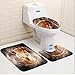 Produktbild Horror Pentagram in Flames Black Magic Ceremony Ritual Lucifer Demonic Skull Gray Orange Bathroom Carpet Rug,Non-Slip 3 Piece Bathroom Mat Set