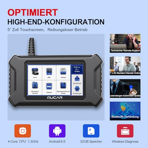 Foto von mucar OBD2 Diagnosegerät, CS90 Diagnosegerät Auto Deutsch, 2024 Kfz Auslesegerät, OBDII Motorsystem Diagnosetools mit 28 Reset-Funktion, Kostenlose Upgrades Auf Lebenszeit