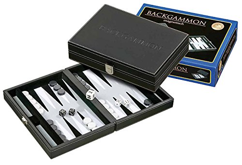 Preisvergleich Produktbild Philos 1712 - Backgammon Tinos, klein, grau, Kunstleder, magnetisch, Reisespiel
